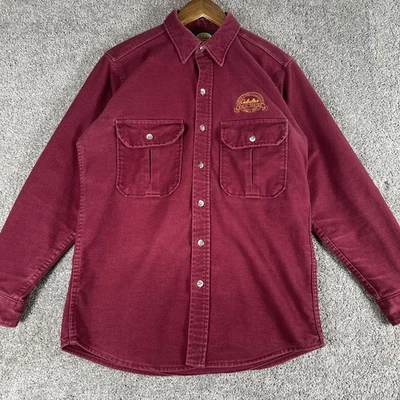Vtg Cabelas Chamois Flannel Shirt Men M Burgundy Cotton FieldTester Made In USA - Image 1 of 4