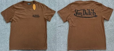 NWT VON DUTCH Embroidered Brown Short Sleeve T Shirt - Men Sz Large - Image 1 of 4