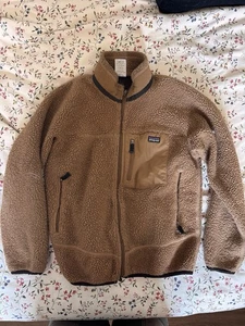 Patagonia Retro Pile Jacket 65411 Youth Large 12 Fleece Full Zip Khaki Black - Picture 1 of 3