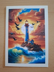 Traumhafte Grusskarte °Leuchtturm° Geburtstag Natur Maritim Handarbeit  - Bild 1 von 1