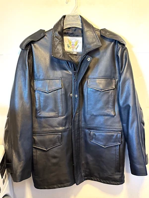 Cooper натуральной кожи армии США поле куртка винтажный мужской большой черный - Изображение 1 из 4