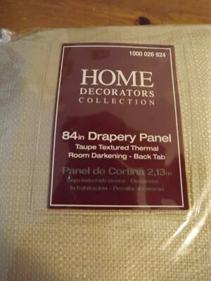 NEW HOME DEC THERMAL ROOM DARKENING CURTAIN PANEL back tabs 84" 2 AVAILABLE NIP - Image 1 of 4
