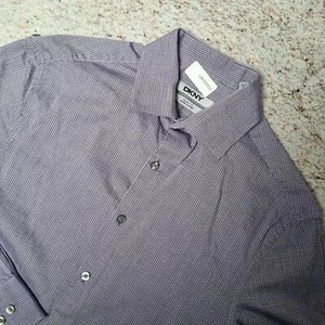 DKNY Shirt Slim Fit Mens 14.5 32/33 Striped - Purple - Size S - Picture 1 of 7