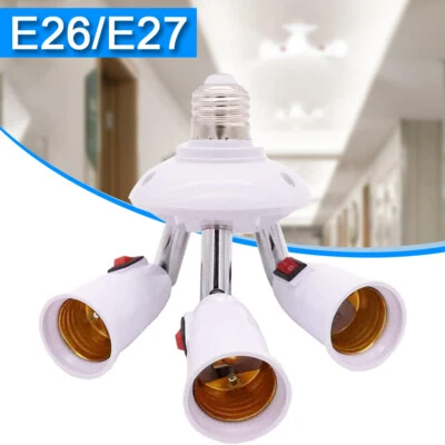 3 in 1 E26/E27 Splitter Socket Adapter Standard LED Bulbs with Switch Converter - Image 1 of 4