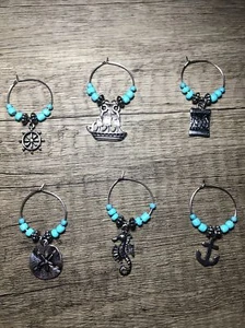 Marcatori bicchieri vino, nautici, fatti a mano in Texas, una collezione Chris PARNELL - Foto 1 di 7
