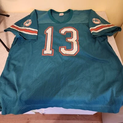 Camiseta deportiva vintage de los 80 Rawlings Miami Dolphins Dan Marino #13 para hombre XL M2 Foto 1 de 4