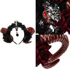 Witch Headbands with Rose Devil Horn Dark Lace Witch Halloween Rose Role Play