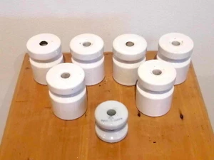 Set of 7 Vintage Porcelain Insulators, one marked made in Japan - Picture 1 of 4