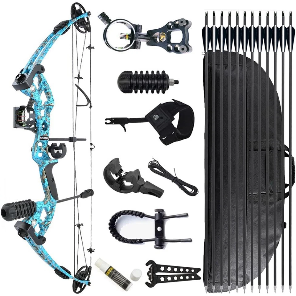 310FPS Archery Compound Bow Set 30-55lbs Adjustable Fishing Hunting Shooting RLH - Image 1 of 4