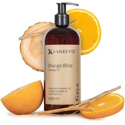 HABYS GAYA ORANGE BLISS Massageöl Öl | Soja & Ätherisches Orangenöl | 400 ml