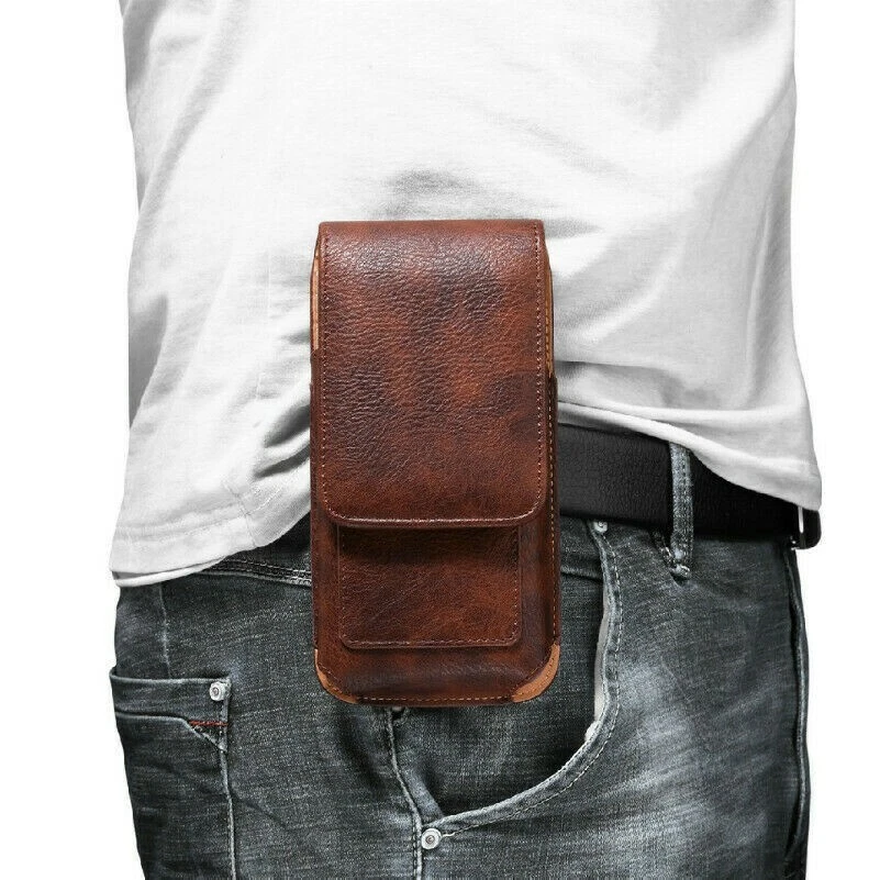 Universal Leather Case for iPhone Phone Pouch Wallet Belt Waist Clip Bag - Image 1 of 4