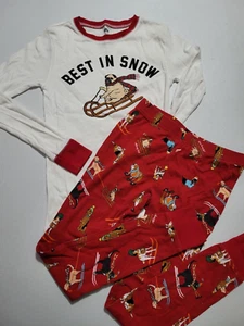 Old Navy Kids Unisex 2-Piece Pajama Set Size SL(12) Long Sleeve PJ Pug Dogs - Picture 1 of 11