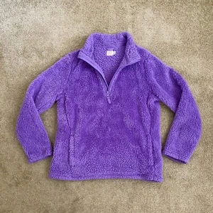 Girls XL 14/16 Sherpa Pullover Purple Sweatshirt Wonder Nation with Pockets - Picture 1 of 3