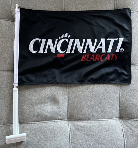 University of Cincinnati Bearcats Car Window Flag Color Black NWOT Cover