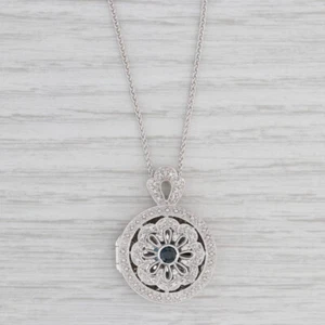 0.57ctw Diamante Zafiro Flor Difusor Collar con Colgante 14k Oro Blanco 40cm - Imagen 1 de 8