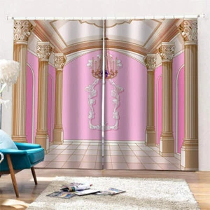 Pink Crystal Cage Brown Door Printing 3D Blockout Curtains Fabric Window - Bild 1 von 9