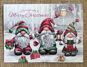 Christmas Gnomes Holiday Greeting Card Whimsical Kitsch Winter Festive Framable - Picture 1 of 5