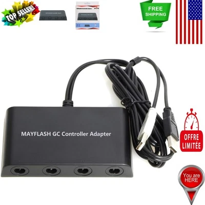 Adaptador de controlador GameCube de 4 puertos para Wii U, PC y Switch - Solución USB compacta Foto 1 de 4