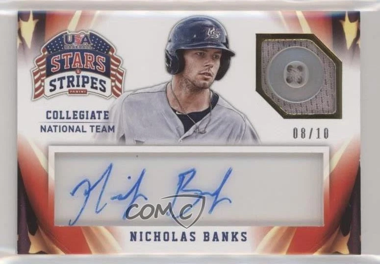 2015 Stars and Stripes Materials Signatures Button /10 Nick Banks Nicholas Auto - Image 1 of 2