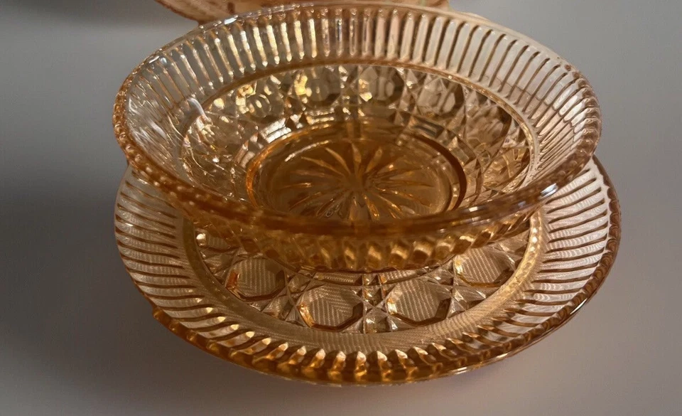 Indiana Glass Peach Ballad Sauce/dressing Set Stainless Spoon