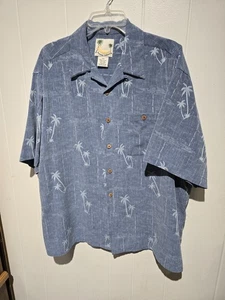 Camisa de campamento 100 % seda hawaiana manga corta abotonada palmeras para hombre XXL 2XL - Imagen 1 de 8