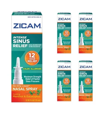 Paquete de 5 - Gel nasal líquido alivio sinusal intenso Zicam 0,50 oz cada uno Foto 1 de 2