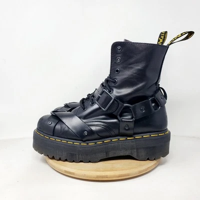 Dr Martens Jadon Harness Boots Womens 9 Black Belted Buckle Chunky Platform Shoe - Image 1 of 4
