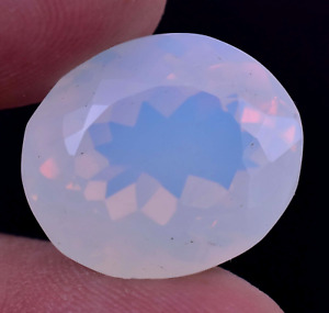 Natural White Opal Blue Fire Oval 20.90 Ct Certified Untreated Loose Gemstone