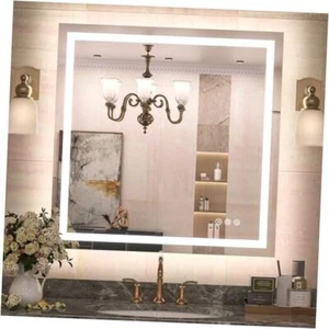 Bathroom Mirror with Lights Inch Frontlit & Backlit Lighted Vanity 36x36 - Picture 1 of 7