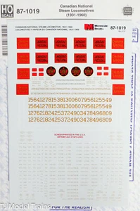 Microscale Decal #87-1019 Canadian National, Steam Locomotives (1931-60) - Picture 1 of 1