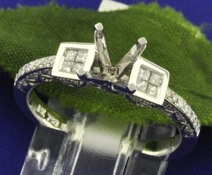 18k massiver Weißgold 0,49 ct halbmontierter natürlicher Diamant Ring 3,40 Gramm VS F  - Bild 1 von 3