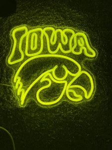 IOWA HAWKEYES Illuminated Neon Sign 14.5"x13" Light Man Cave Wall Decor - Picture 1 of 2