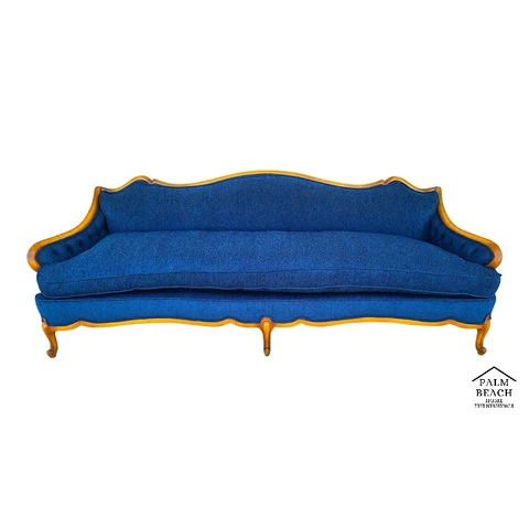 French Provincial Louis XV Style Sofa with Serpentine Carved Back Cover