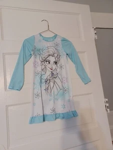 DISNEY FROZEN ELSA LONG SLEEVE Blue 100% Polyester NIGHTGOWN SZ 8   - Picture 1 of 6