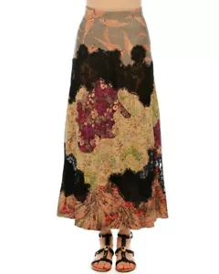 Valentino pleated leather and lace multipatch skirt NWT $8900 US 12 (EU 48) - Picture 1 of 7