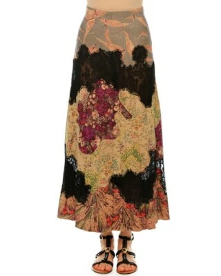 Valentino pleated leather and lace multipatch skirt NWT $8900 US 12 (EU 48) - Image 1 of 4
