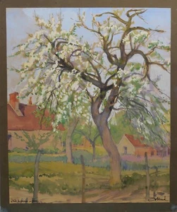 Adolphe COSSARD - Peinture originale - Gouache - Cerisier en fleurs - Bild 1 von 3