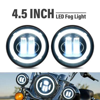 2PC 4.5" LED Spot Passing Fog Lights For Harley Road King 94-up Street Glide 14+ - Image 1 of 4