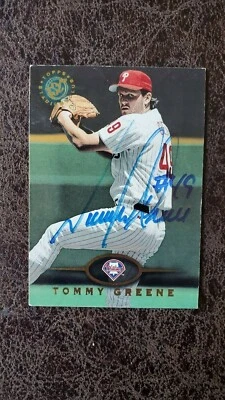 1995 Topps Stadium Club Tommy Greene  #356- Philadelphia Phillies - Autographed! - Image 1 of 2