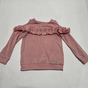 Juicy Couture Girls Cold Shoulder Ruffle Long Sleeve Sweatshirt Pink Size 5      - Picture 1 of 11