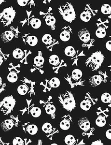 Tela de algodón edredón de 3 yardas - Querida Stella vierte algunas calaveras de azúcar rock n roll negro - Imagen 1 de 1