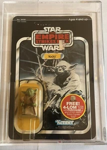Carta posteriore vintage Star Wars AFA/CAS 80/80/85 Yoda serpente marrone ESB 1982 47 MOC!! - Foto 1 di 6