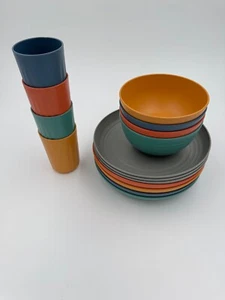 Wheat Straw Dinnerware Set 9" Plates Bowls Cups 15 Piece Set MultiColored - Picture 1 of 6