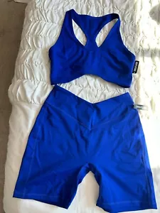 Bootaybag Workout set Cobalt Blue Medium Bottom, Large Crop Top - Matching - Picture 1 of 9
