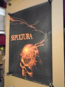 RARE VINTAGE Sepultura POSTER Beneath the Remains 1990 BLUE GRAPE metal Obituary - Picture 1 of 5