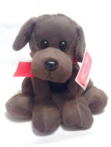 Animal Adventure Chocolate Brown Puppy Dog Plush Stuffed New Red Bow 7" 2016
