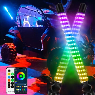 Para CF-Moto CForce UForce ZForce ATV UTV 2 piezas 1 ft COB RGB LED luces de látigo espiral Foto 1 de 4