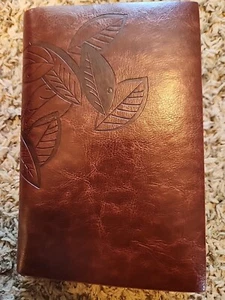 Leaf Faux Leather Journal Notebook Diary Brown Ringed Binder Refillable NEW - Picture 1 of 4