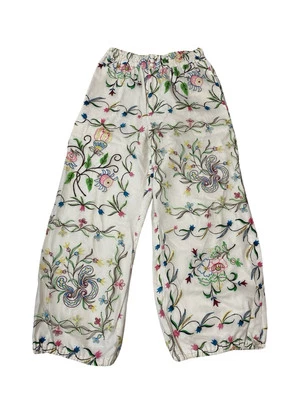Comme Des Garcons White Floral Pattern Pants Flower Cupra Used - Image 1 of 4