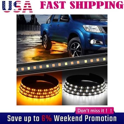 2X Luces LED de 60" para estribo ámbar secuencial marcador lateral y luz de señal de giro Foto 1 de 4